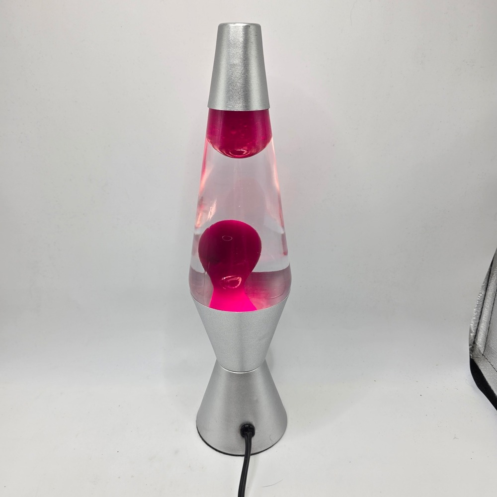 Lava Lite Motion Lamp Ruby Red Wax Silver Base Retro Mid Century Modern Decor - Picture 5 of 14